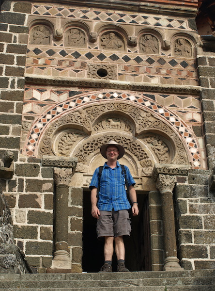 Friend Thomas at the entrance to Chapel of Saint Michel d’Aigulhe, where many pilgrims set off on their walk. 