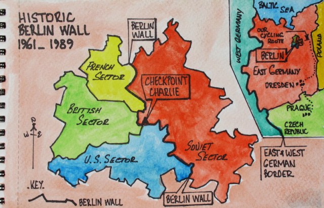 Map showing a divided Berlin. 