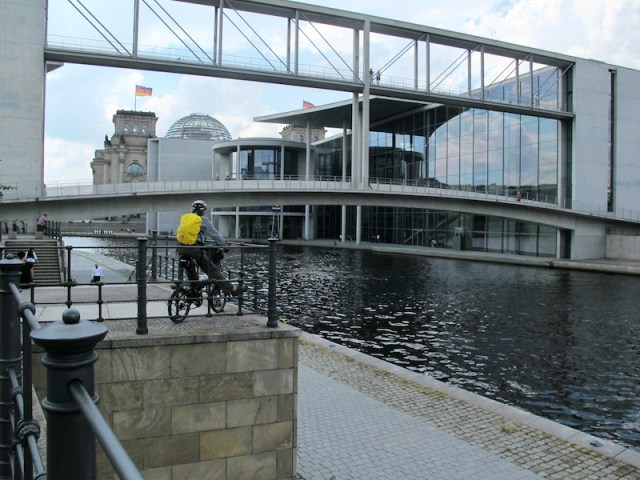 Bike path over a canal central Berlin. 