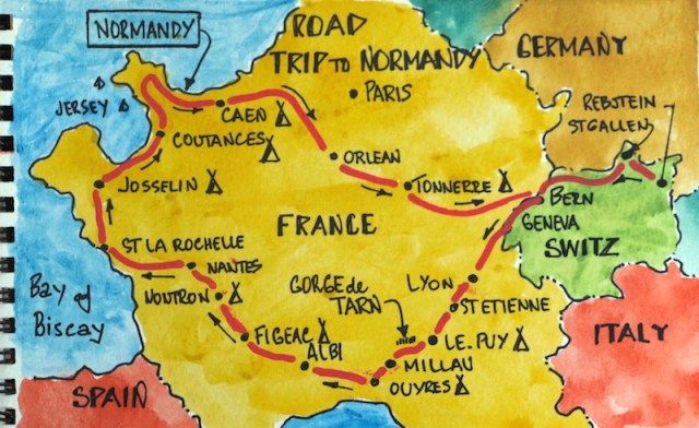 Our route across France.