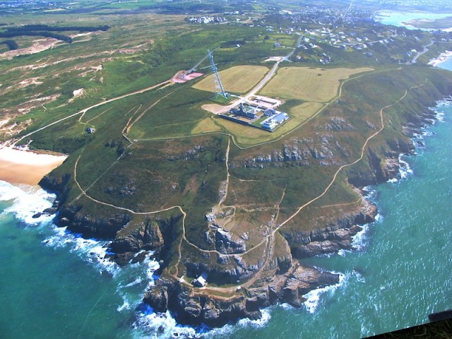 Aerial view of the Cape Carteret Light, a shipping movements observation post. 