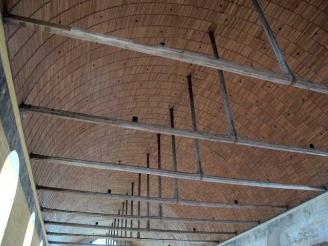 The curved ceiling inside the hospital. 