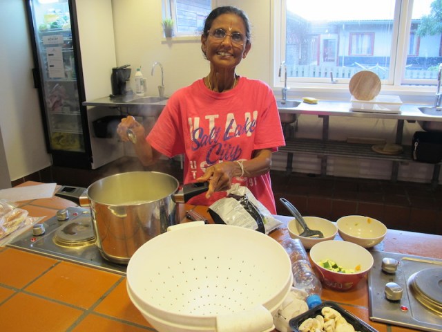 Sula cooking an evening meal for us. 