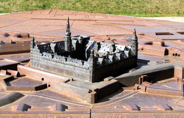 Bronze model of Castle Kronborg. 