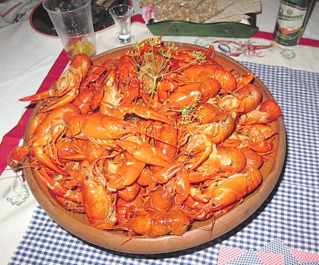 Crayfish prepared for the feast. 