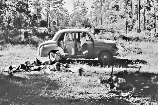 With friends on a camping trip in the early 1950s. 