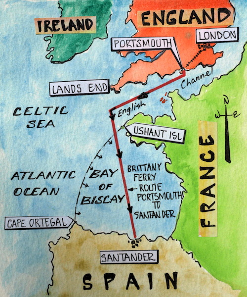 Ushant Island (France) and Cape Ortegal (Spain) are the theoretical boundary points of the Bay of Biscay. 