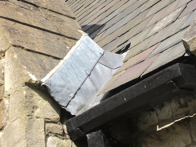 Lead flashing on Christ Church, a temptation to scrap metal hunters. 