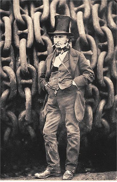 Isambard Kingdom Brunel (1806-1859) by the launching chains for the SS Great Western. Image free of copyright from Wikipedia. 