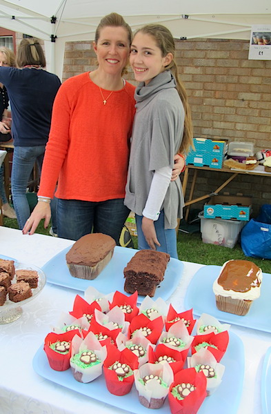 Our hosts Gill and Jessica at their cake stall. 