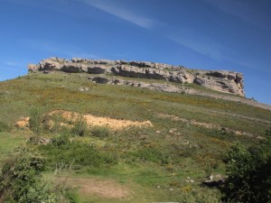 Limestone country to the southeast of Santander as seen out of the train window.  
