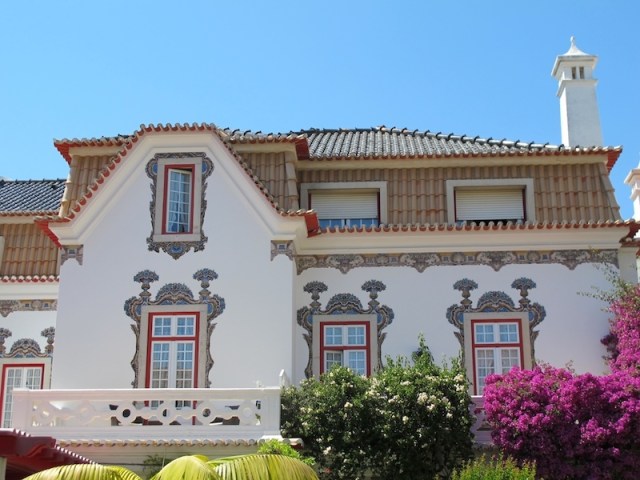 Tiles under the eaves and around windows of the Pergola B & B on the outskirts of Lisbon. The house was built in the late 19th century. 