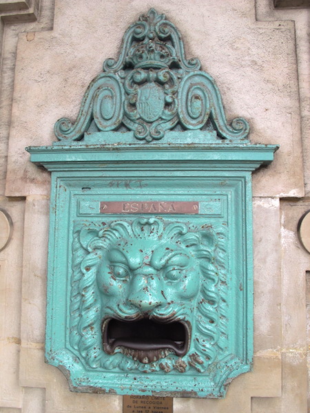 Artistic cast iron post boxes. 