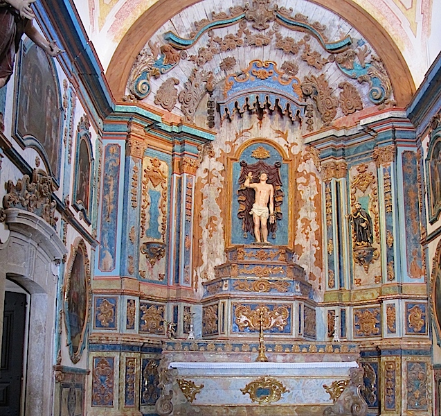 The spectacular painted decoration on wooden walls inside San Sebastian church. If a building like this was destroyed how could it ever be replaced. 