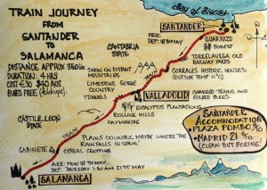 Santander to Salamanca map. I have made this map somewhat geographical and botanical.  