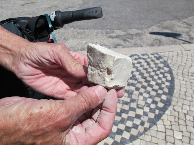 A raw unpolished sett measuring about 65mm x 65mm