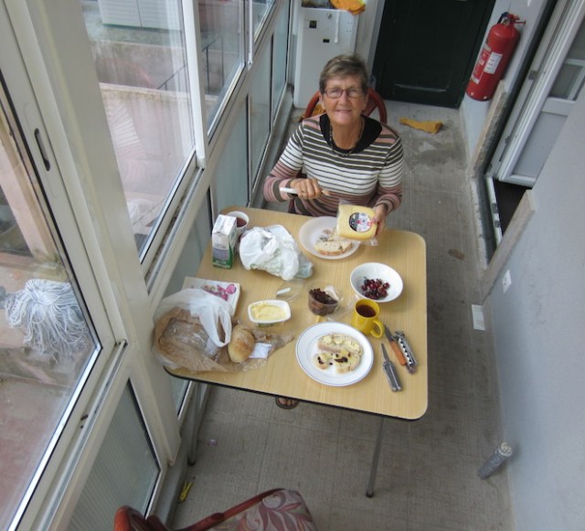 Breakfast on the balcony.