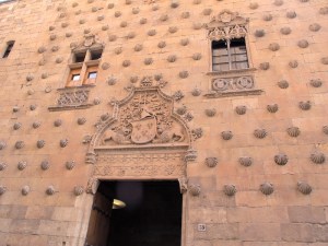Scallops on the wall of the Shell House in Salamanca.  It was once a private house and now it is a library. 