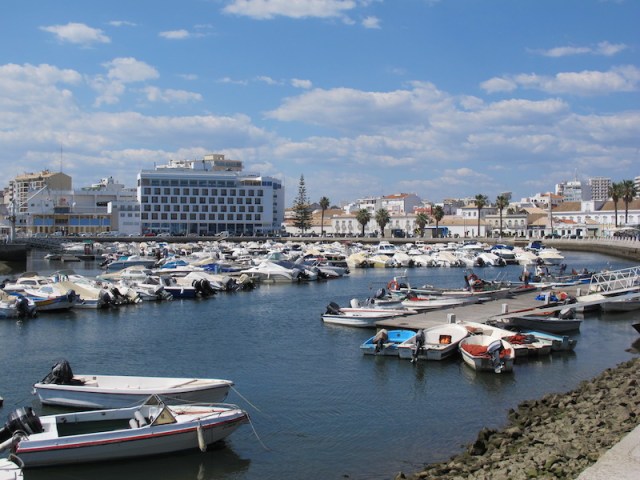 Faro marina in foreground and the part of the old town. 