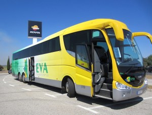 The yellow monster bus. It’s a bus, not a coach because coaches have a toilet and a bus does not. 