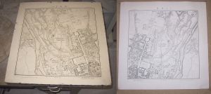 On the right is a block of carved lithographic limestone and on the left a print from the limestone plate. Image credit: Wikipedia. 