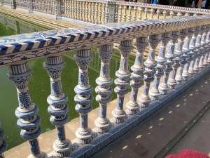Ceramic handrail around the moat. 