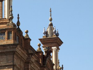 Glazed adornments on top of the towers. 