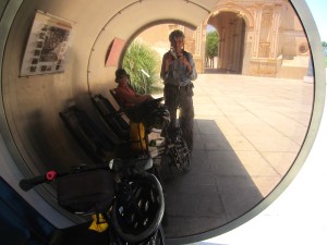 Self portrait in the bus shelter.