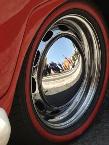 The wheel of the bridal car. Car aficionados, can you guess what the car is? 