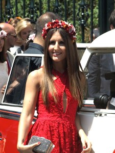 One of the many young women who posed in front of the bridal car. This photograph should confirm the car enthusiasts’ thoughts as to what sort of car the bridal car was. 