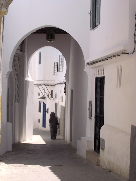 Arches and snickleways are a feature of medina streets in Tangier. 