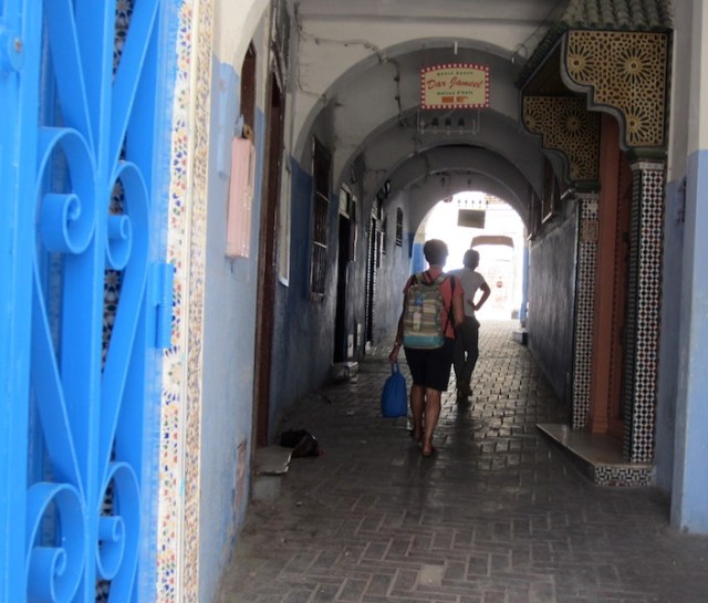 Being led to the Dar Bargach Guesthouse. 