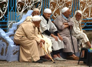 Near another arch through the medina wall these old men sat and talked. Maybe they were discussing who makes the best mint tea. 