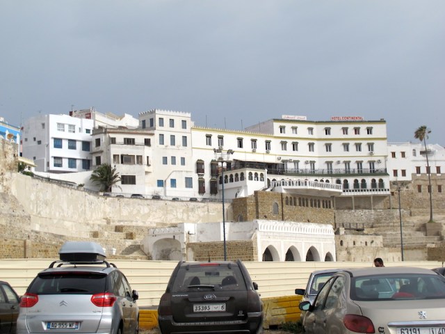 Hotel Continental Tangier sitting atop the old medina wall. 
