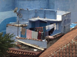 Most of the houses have a rooftop living area.