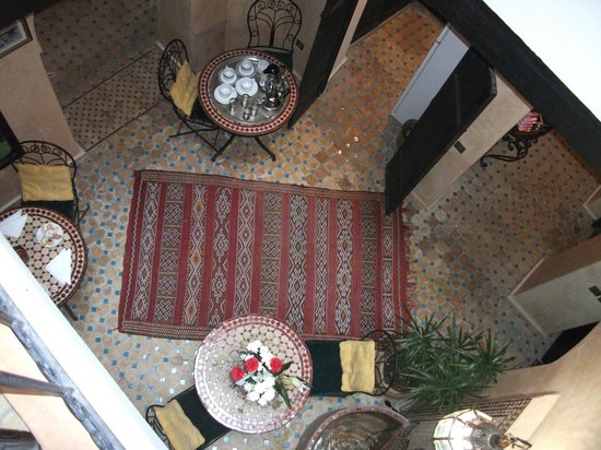 Dining area of the Dar Bargach guesthouse. The photograph is taken from the balcony outside our bedroom door. 