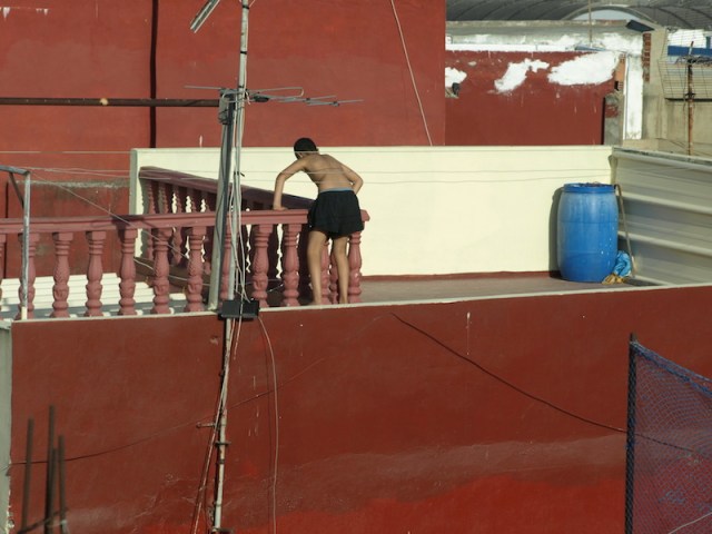 A lad after my own heart doing a spot of roof top exploration.
