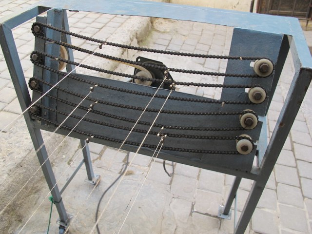 The ingenious device used to twist the cord.