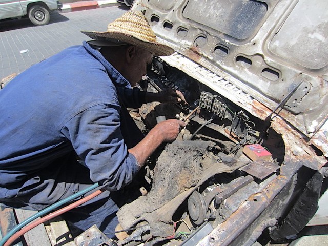 Brazing in a new cross-member. By the look of it the van had been immersed in water, probably salt water, as it was riddled with rust. 
