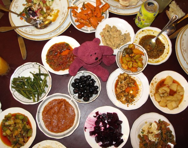 A wonderful selection of Moroccan tapas before our main tagine meal. BBear didn’t know where to start. 
