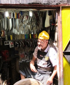 Friendly and happy chief tool sharpener. 