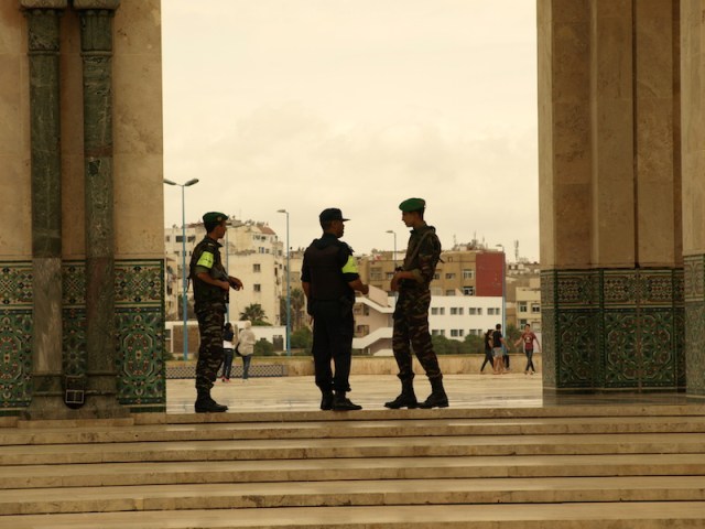 View from the plaza to the outside world. The vigilance boys on watch. 