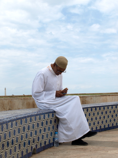 A quiet moment with the mobile phone. 