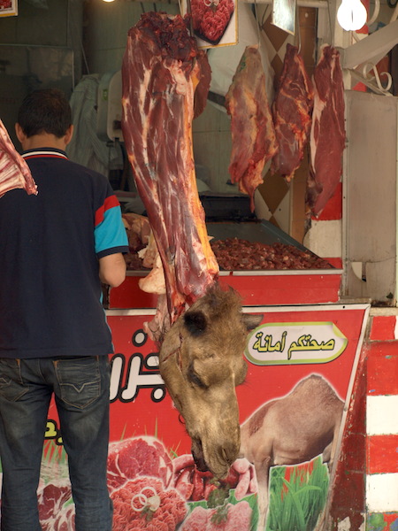 The butcher suggested we try camel neck meat. We declined, preferring beef. 