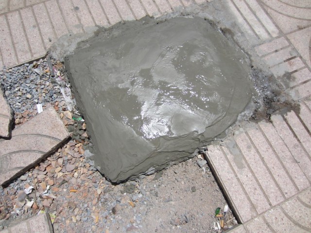 Rough but effective repairs to the footpath. 