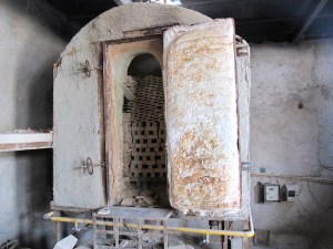 One of the gas kilns at the pottery. 