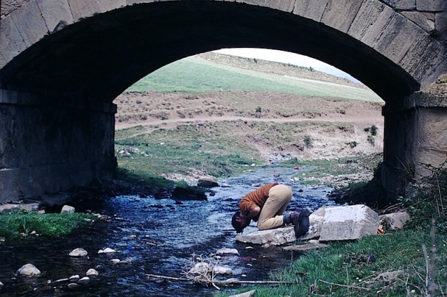 Morning ablutions. If I remember correctly the water was freezing.