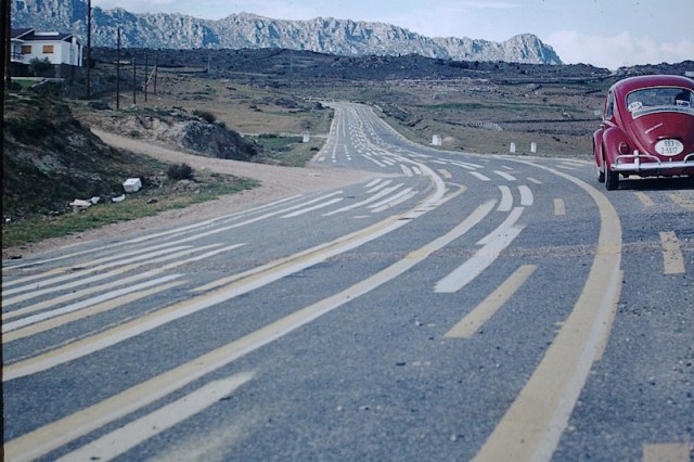 Confusing road markings in karst country Spain. 
