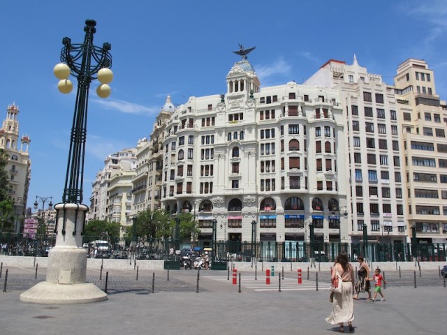 The plaza and the Union and Phoenix Insurance building directly in front of the railway station. 