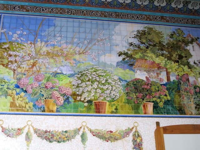 Exquisite tile work on one of the main hall walls. 